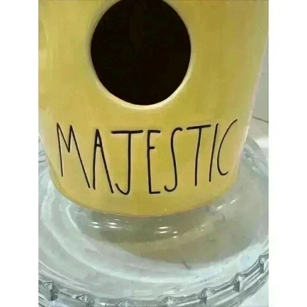 Rae Dunn Majestic Crown Birdhouse Yellow Ceramic New With Tags